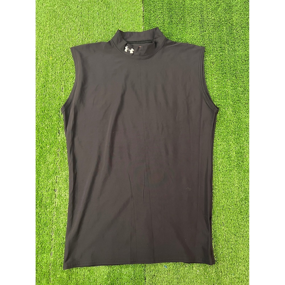 Under Armour Mens XL Black Mock Neck Compression Tank Top Sleeveless HeatGear